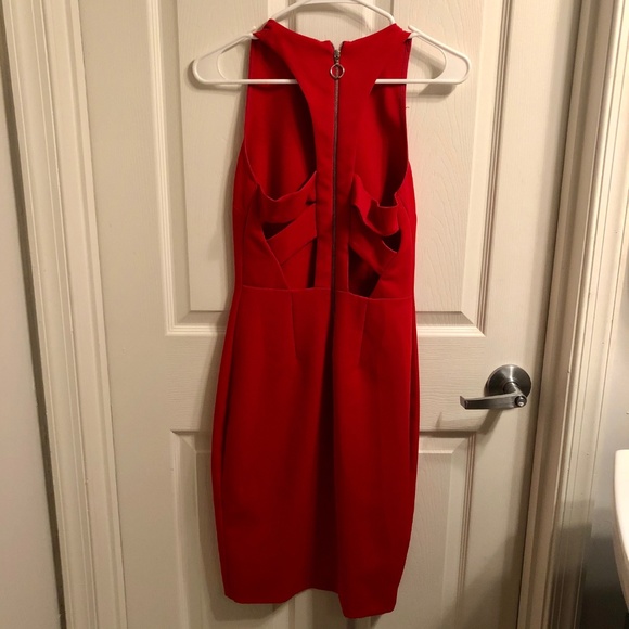 Zara fitted back cut-out red dress - size XS - Picture 2 of 3